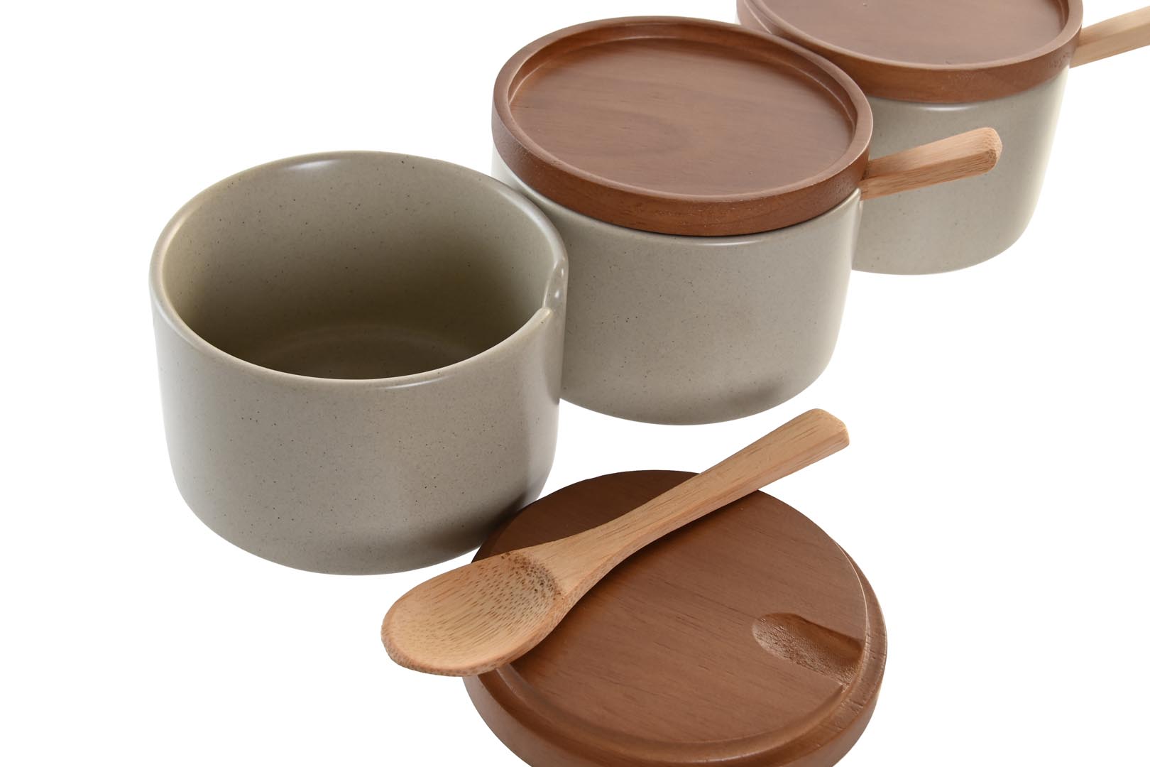 Dekodonia SET TRES AZUCAREROS CON CUCHARA BEIGE