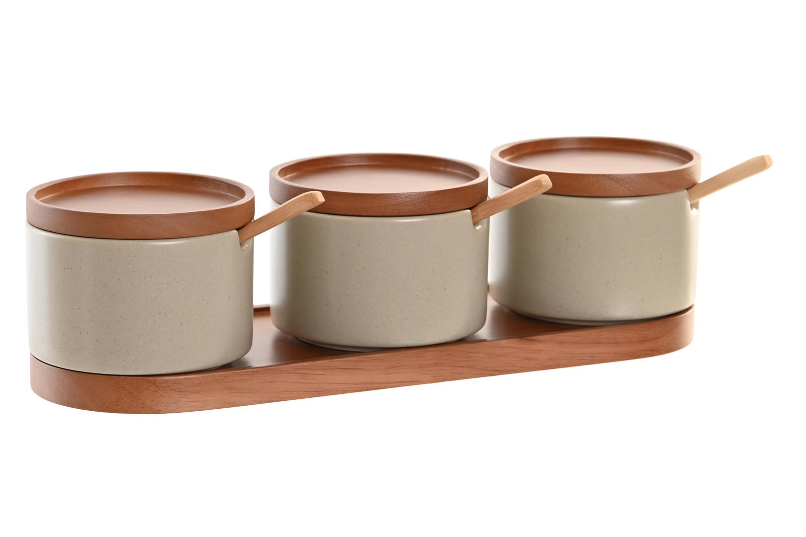 Dekodonia SET TRES AZUCAREROS CON CUCHARA BEIGE