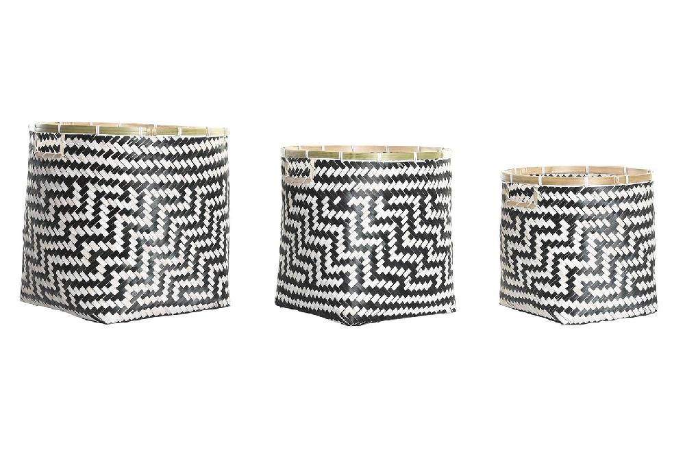 Dekodonia Set tres Cesta Bambú Blanco