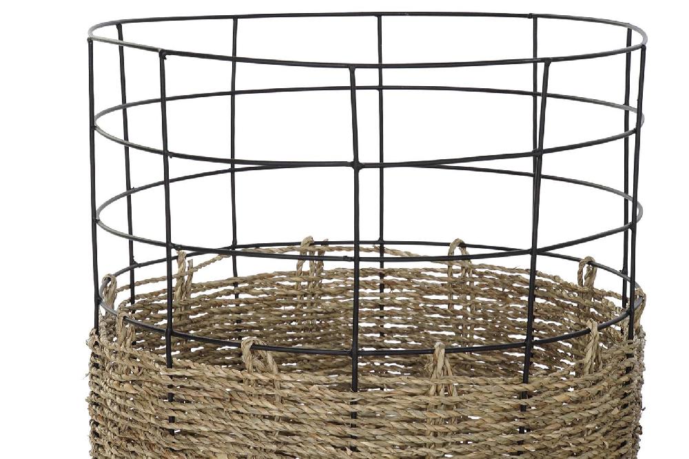 Dekodonia Set Tres Cesta Metal Yute Cesta Metal