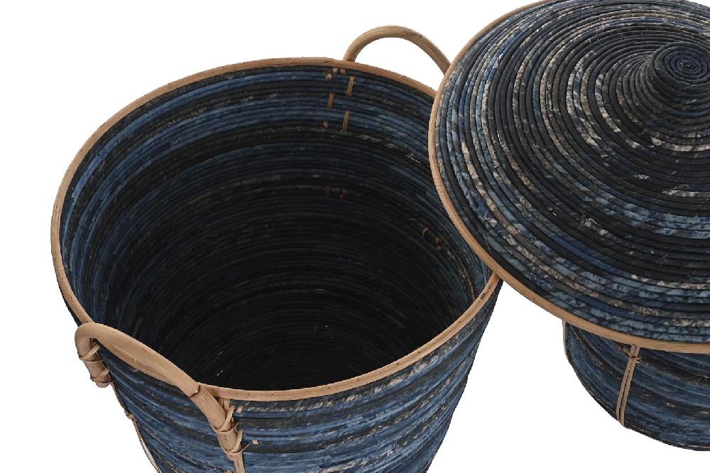 Dekodonia SET TRES RATÁN AZUL MARINO CON TAPA