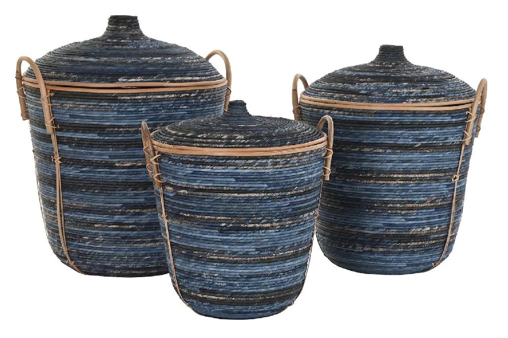 Dekodonia SET TRES RATÁN AZUL MARINO CON TAPA