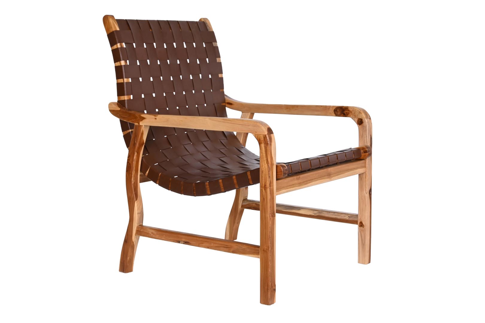 Dekodonia SILLÓN TECA Y PIEL MARRÓN