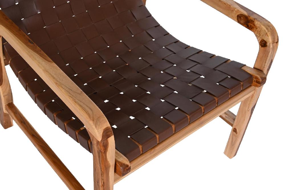 Dekodonia SILLÓN TECA Y PIEL MARRÓN