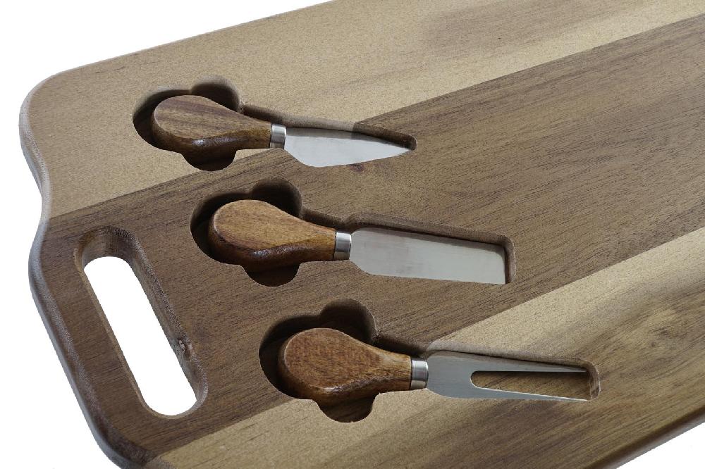 Dekodonia TABLA CORTAR ACACIA CON UTENSILIOS