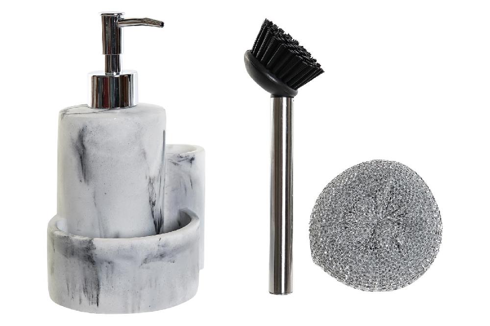 Dekodonia DISPENSADOR JABÓN CON UTENSILIOS EFECTO MÁRMOL