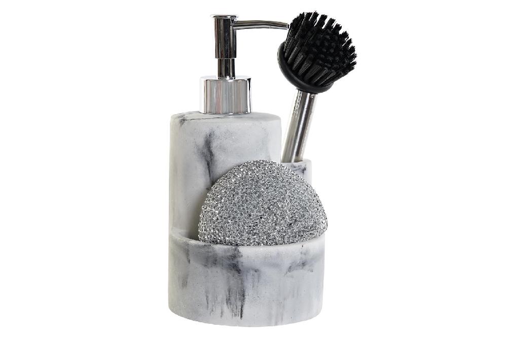 Dekodonia DISPENSADOR JABÓN CON UTENSILIOS EFECTO MÁRMOL
