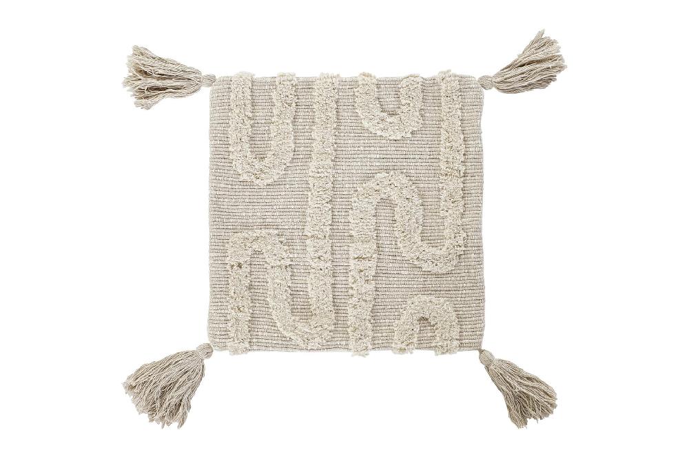 Dekodonia Dos fundas cojin algodon 45x3x45 flecos beige