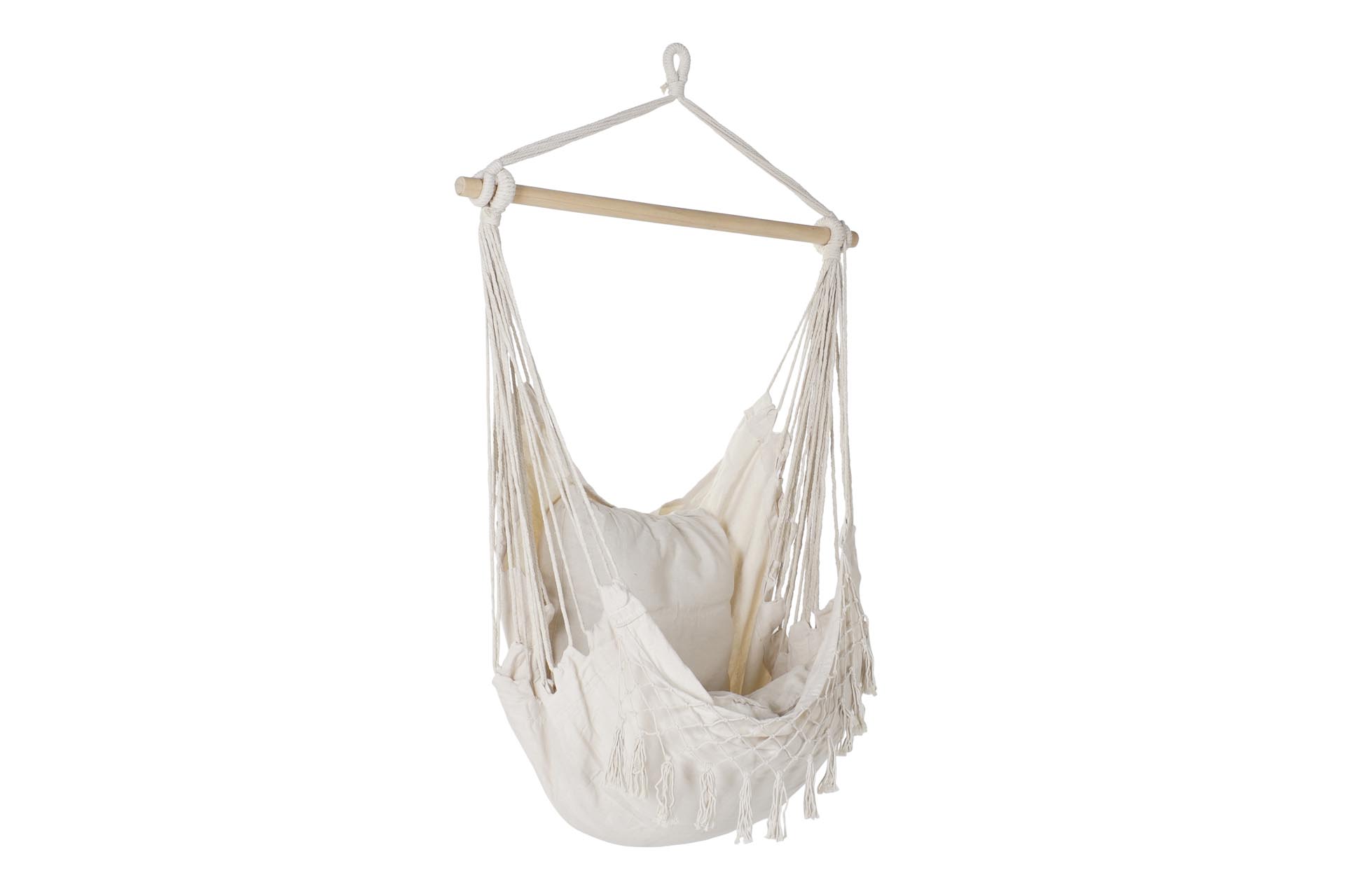 Dekodonia Hamaca algodon pino 90x90x135 100kgs cojin beige