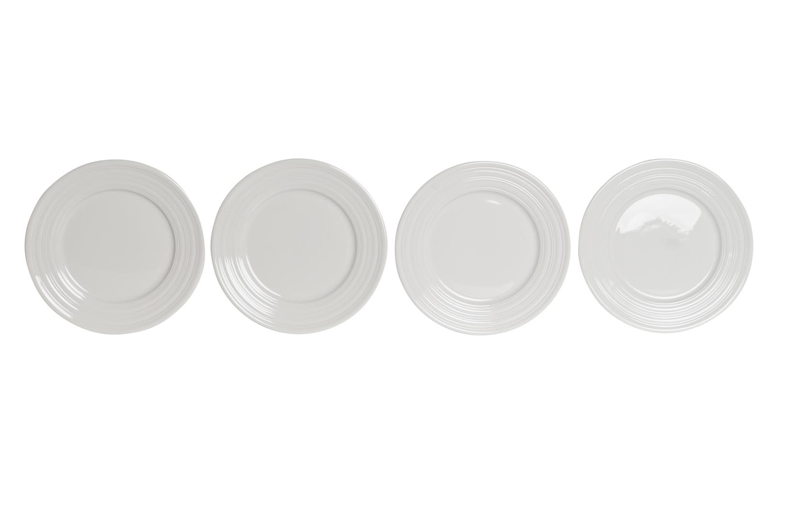 Dekodonia PACK OCHO PLATOS LLANOS PEQUEÑOS PORCELANA BLANCA