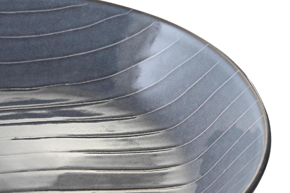 Dekodonia PACK SEIS PLATOS HONDOS GRES RAYAS AZULES