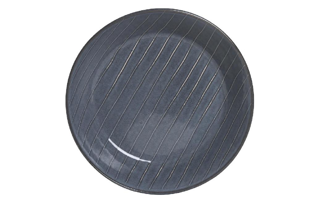 Dekodonia PACK SEIS PLATOS HONDOS GRES RAYAS AZULES