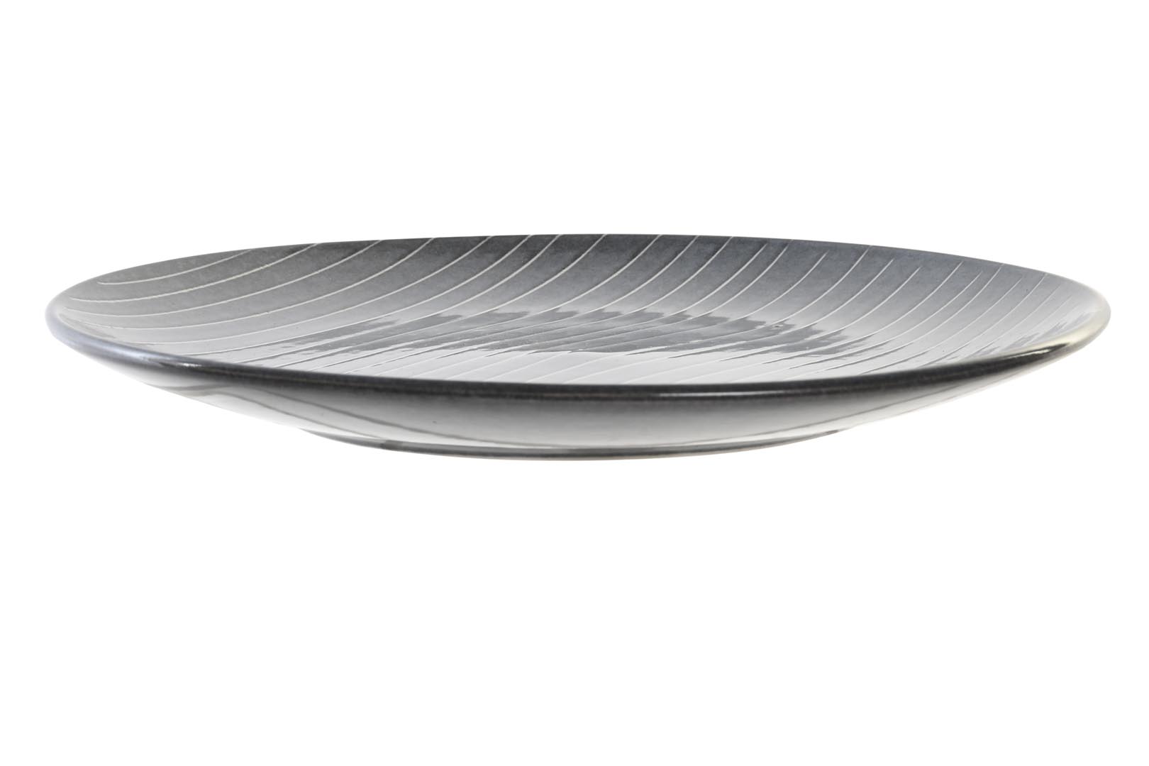 Dekodonia PACK SEIS PLATOS LLANOS GRES RAYAS AZULES