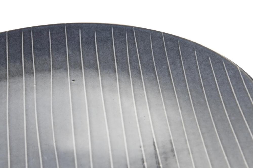 Dekodonia PACK SEIS PLATOS LLANOS GRES RAYAS AZULES