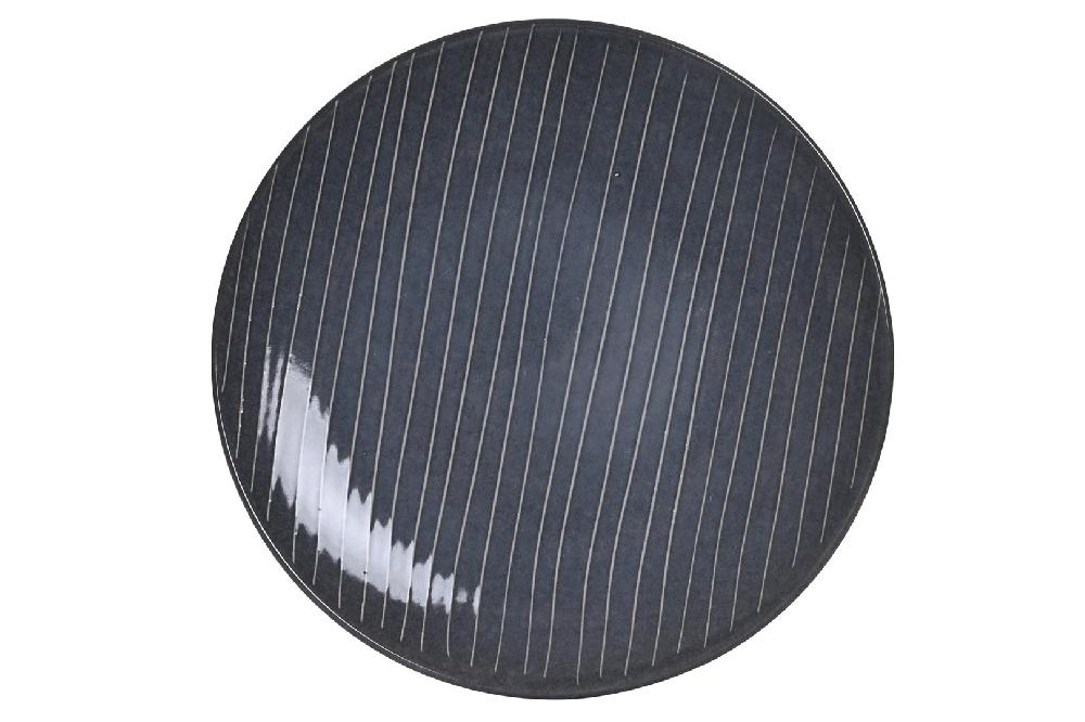 Dekodonia PACK SEIS PLATOS LLANOS GRES RAYAS AZULES