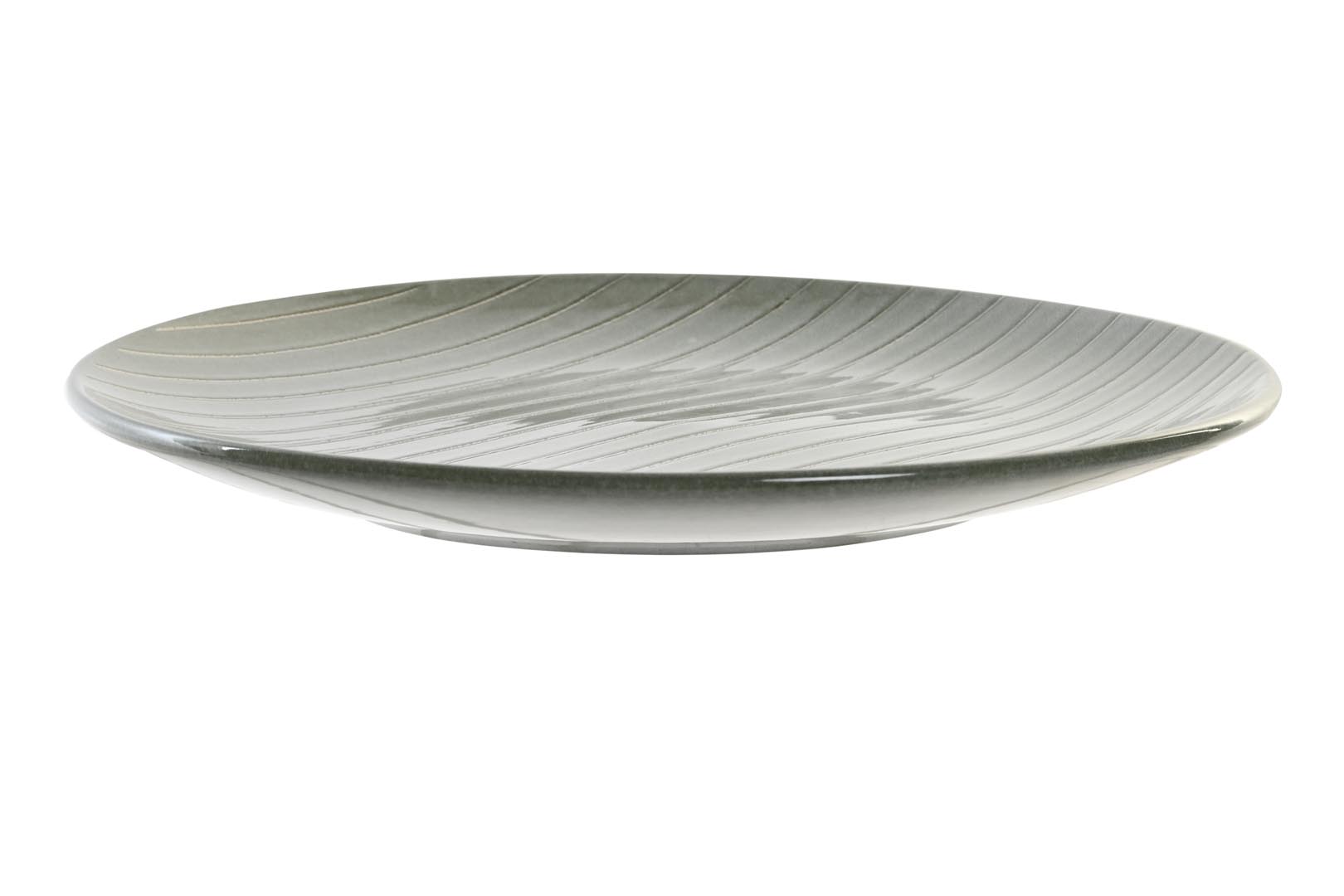 Dekodonia PACK SEIS PLATOS LLANOS GRES RAYAS VERDES