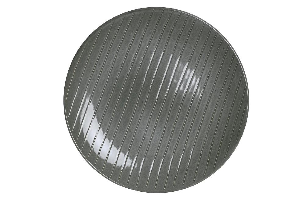 Dekodonia PACK SEIS PLATOS LLANOS GRES RAYAS VERDES