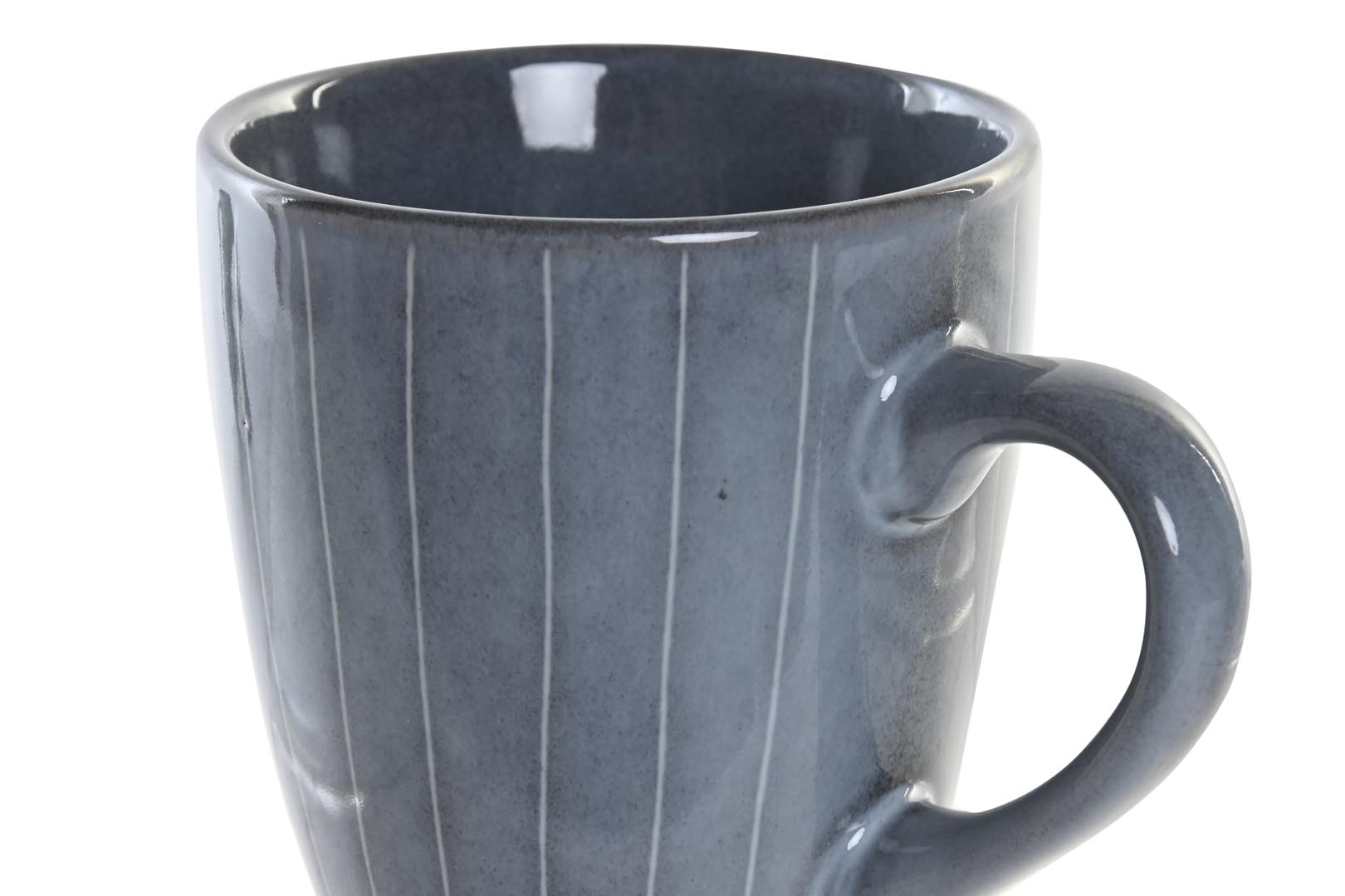 Dekodonia PACK SEIS TAZAS GRES ESMALTADO RAYAS AZUL