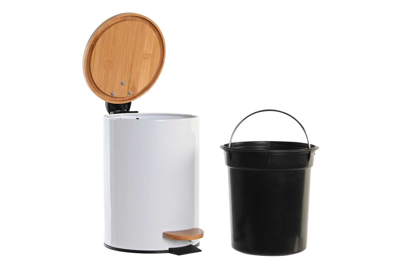 Dekodonia PAPELERA METAL Y BAMBÚ BLANCO BRILLANTE 3L