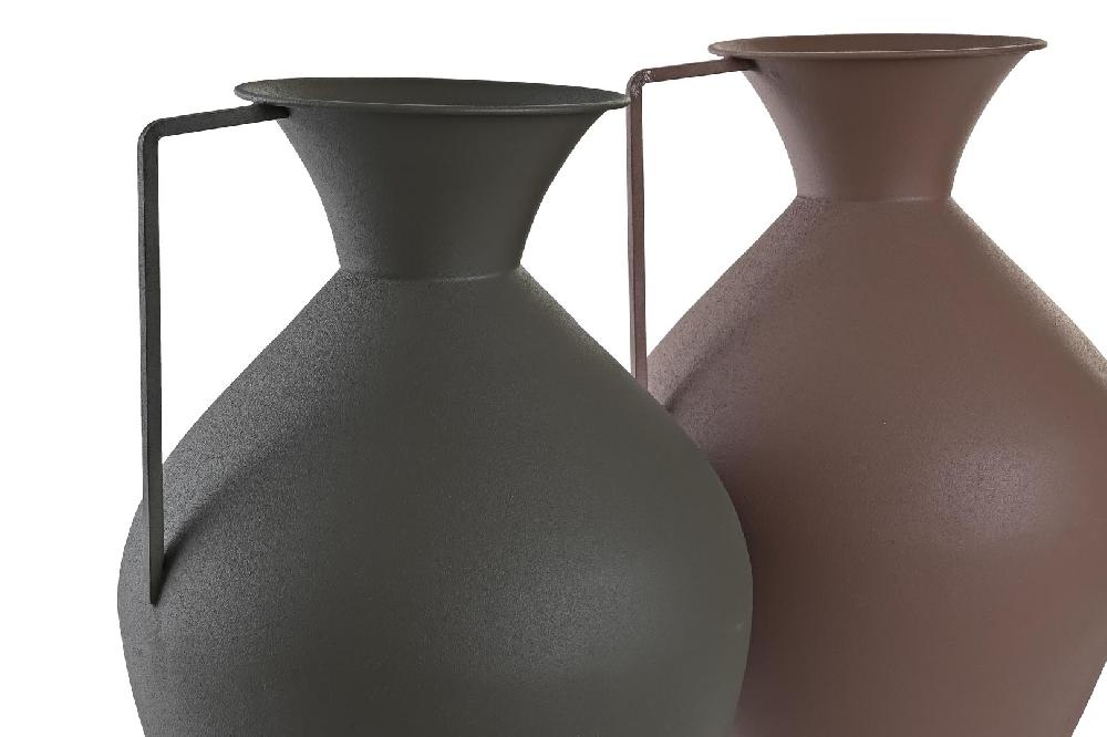 Dekodonia SET DOS JARRONES CON ASA MEDIANOS TERRACOTA