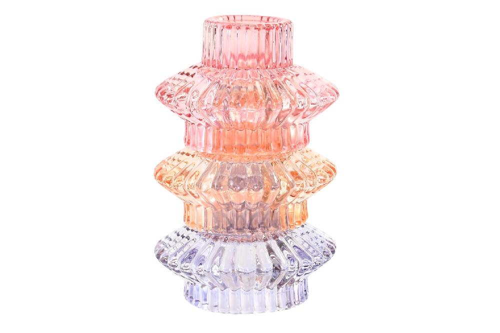 Dekodonia SET DOS PORTAVELAS CRISTAL JOYA MULTICOLOR