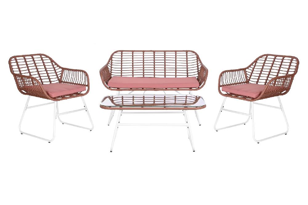 Dekodonia Set jardín ratán sintético setes terracota