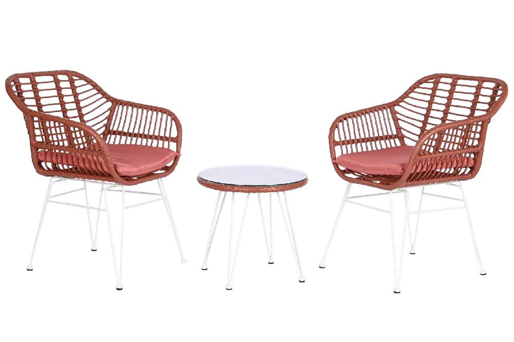 Dekodonia Set pequeño jardín ratán sintético setes terracota