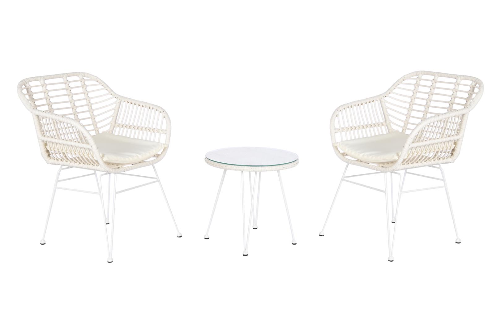 Dekodonia SET SILLAS Y MESA RATÁN SINTÉTICO CON COJINES