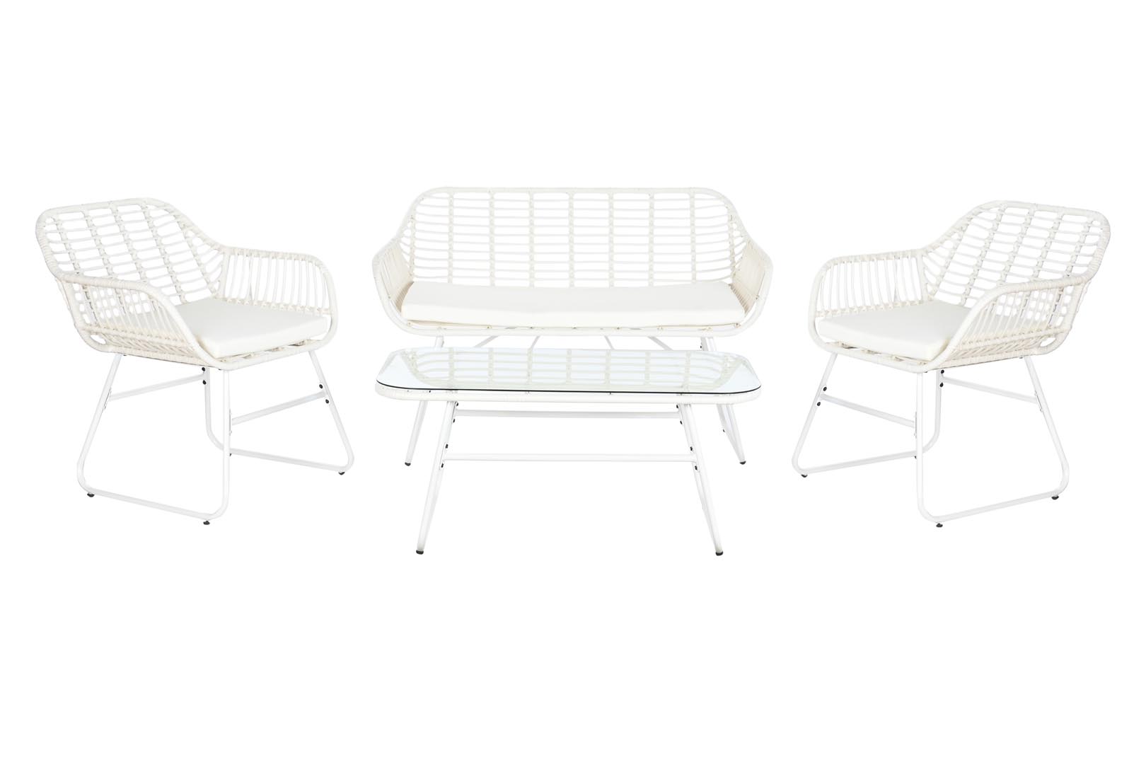 Dekodonia SET SOFÁ Y MESA RATÁN SINTÉTICO CON COJINES