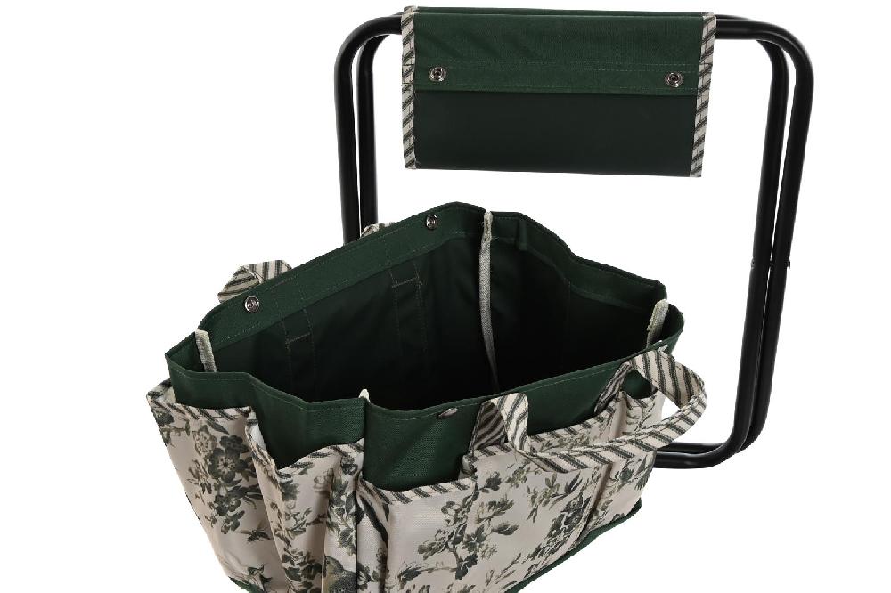 Dekodonia SET UTENSILIOS JARDINERÍA CON TABURETE ESTAMPADO