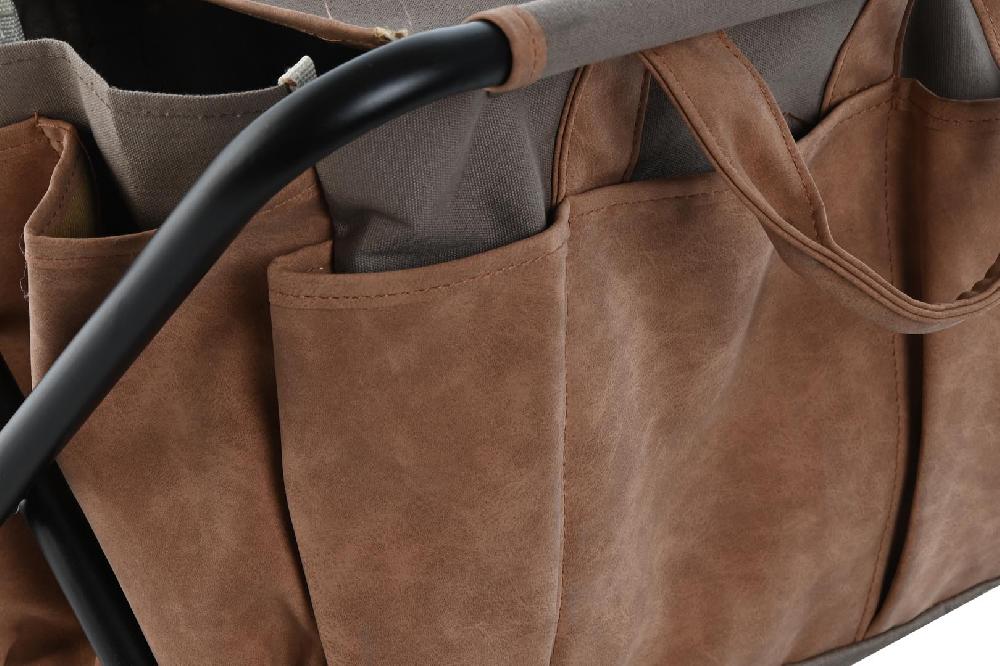 Dekodonia SET UTENSILIOS JARDINERÍA CON TABURETE MARRÓN