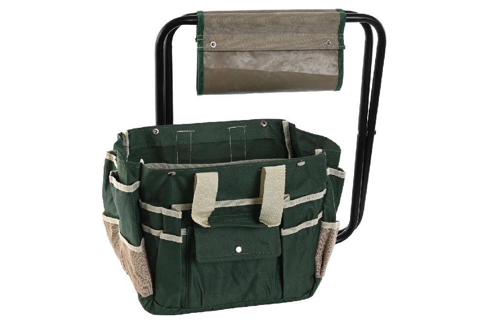 Dekodonia SET UTENSILIOS JARDINERÍA CON TABURETE VERDE