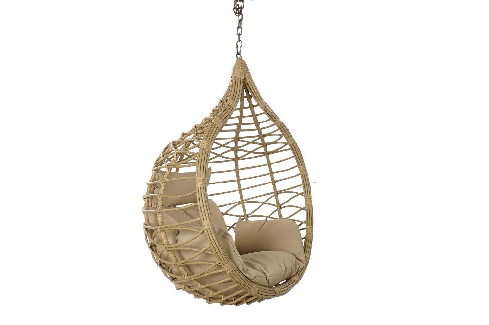 Dekodonia Sillón ratán sintético teón marrón colgante