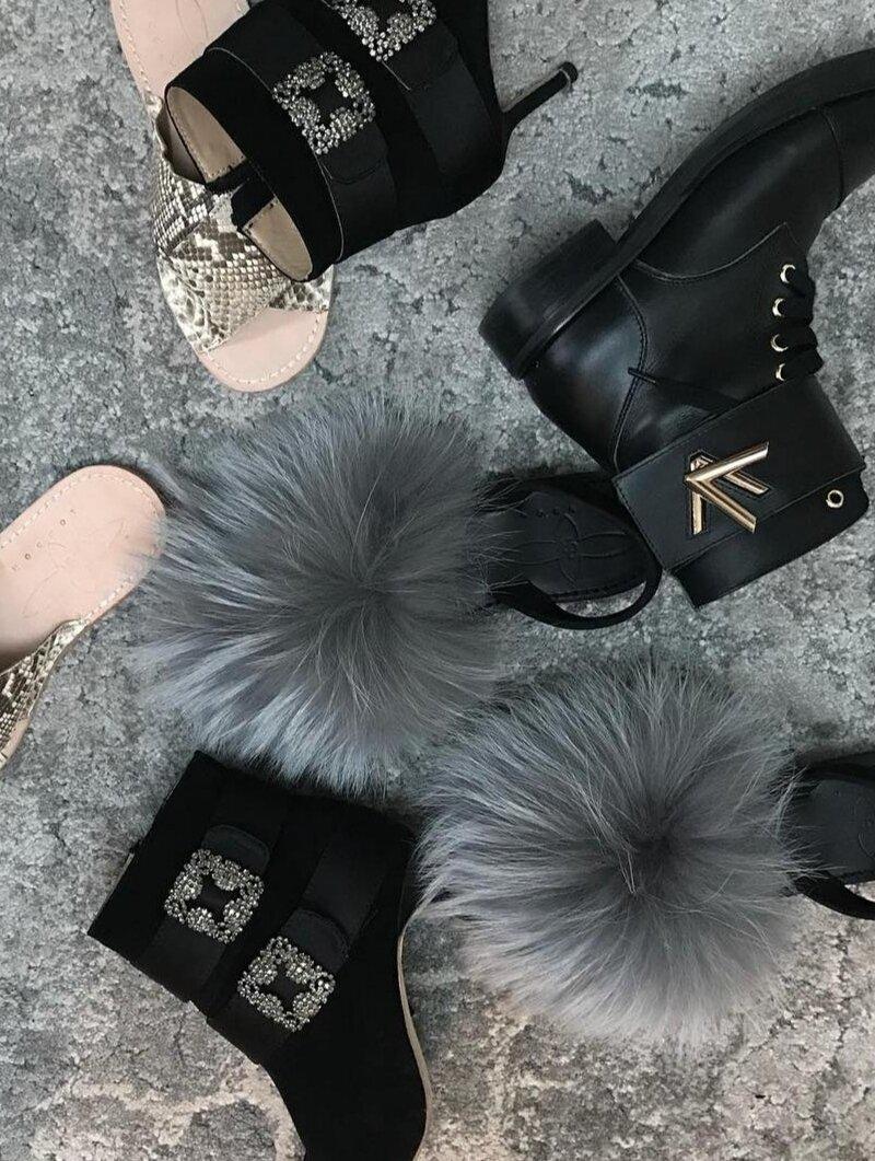 Del Rio London Classic Finn Raccoon Flats Grey - Suede Slingback