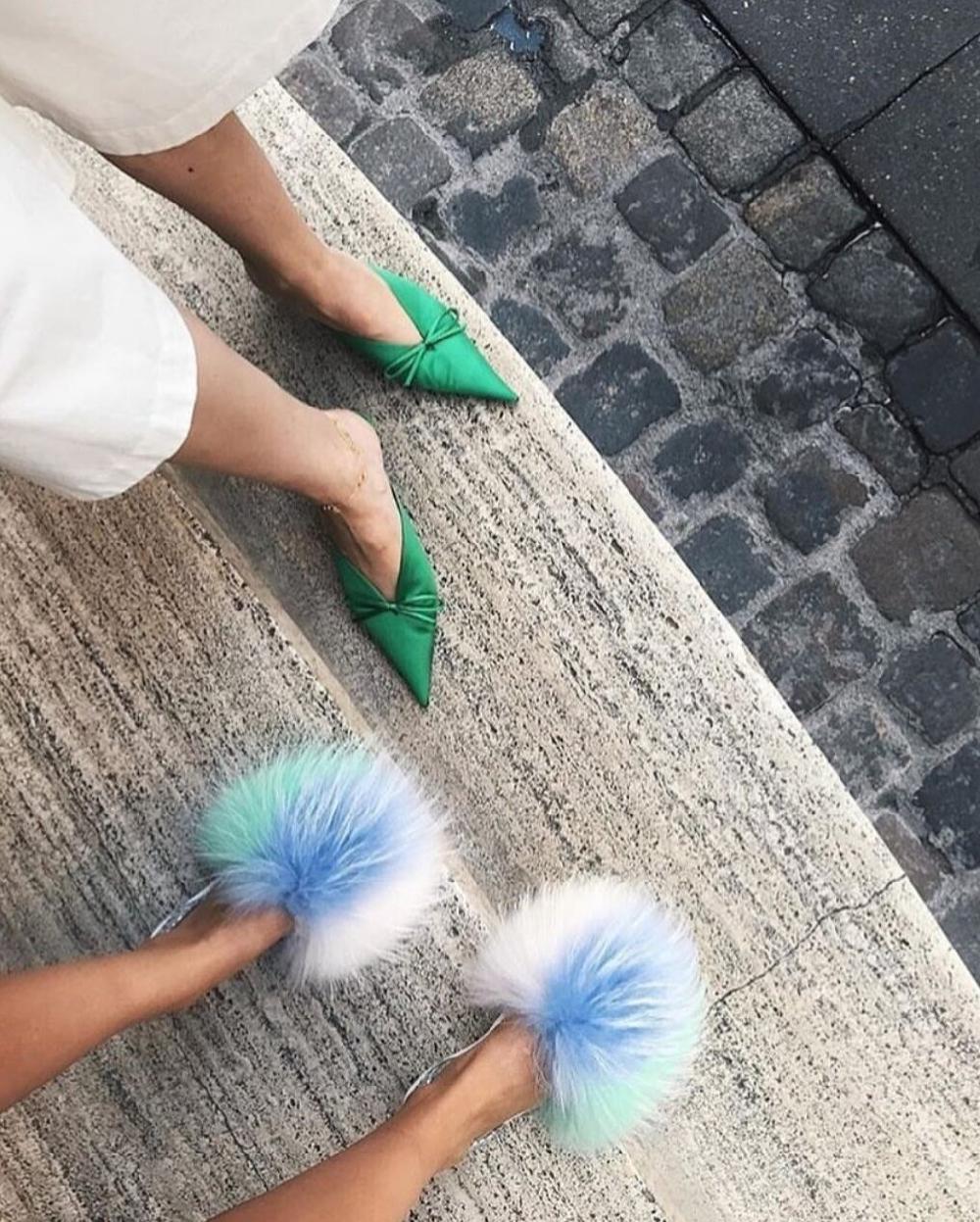 Del rio london Classic Finn raccoon flats ivory/sky/sage - python slingback