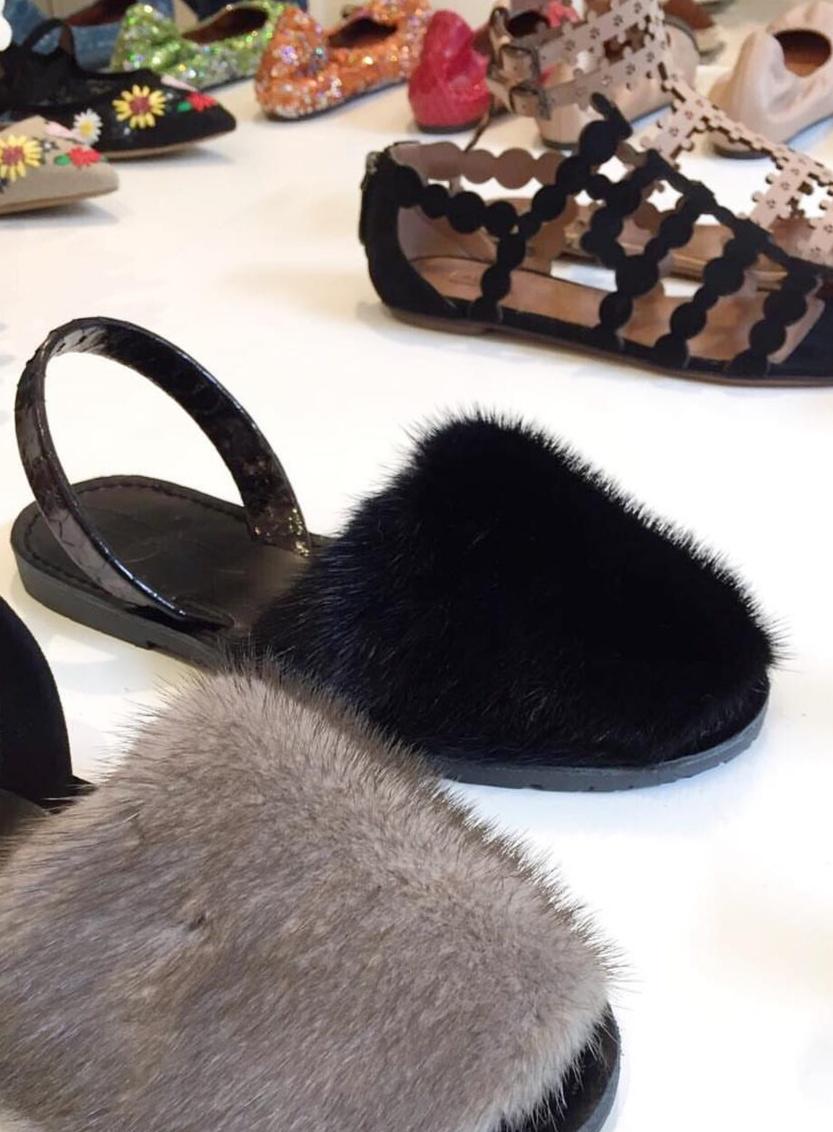 Del Rio London Classic Mink Flats Black - Python Slingback