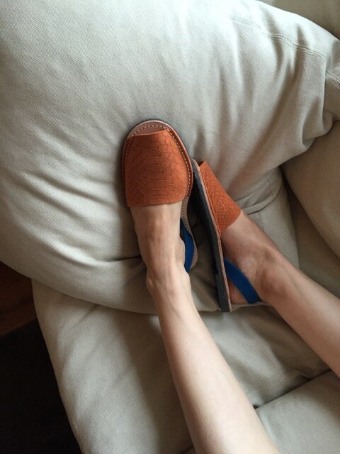 Del rio london Classic snake embossed flats ochre