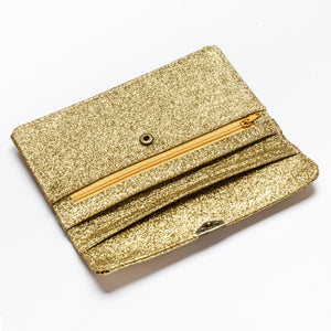 Dlirioshop Cartera De Piel Dorada Purpurina