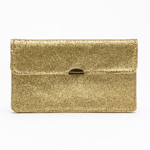 Dlirioshop Cartera de Piel Dorada Purpurina
