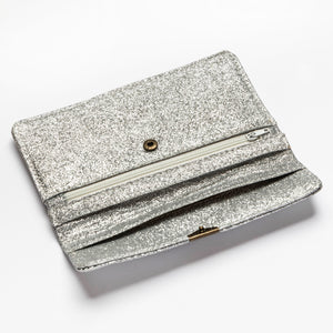Dlirioshop Cartera De Piel Plata Purpurina