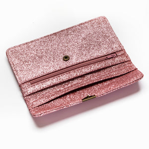 Dlirioshop Cartera De Piel Rosa Purpurina