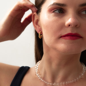 Dlirioshop Collar Bolas Transparente Cuarzo