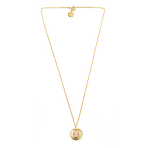 Dlirioshop Collar Sol Piedra Cuarzo Rosa