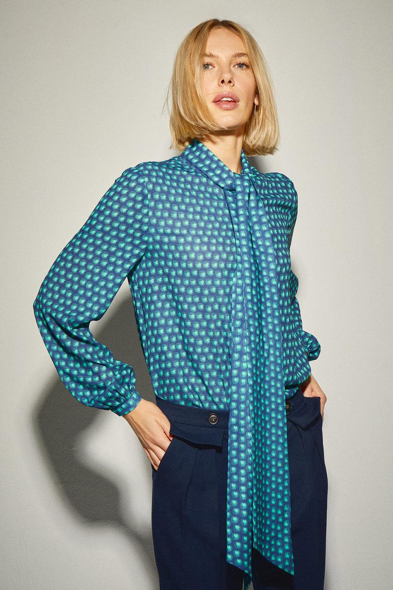 Dolores Promesas Blusa Lazada Cuello Estampado Geométrico