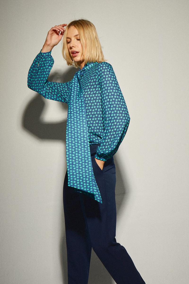 Dolores Promesas Blusa Lazada Cuello Estampado Geométrico