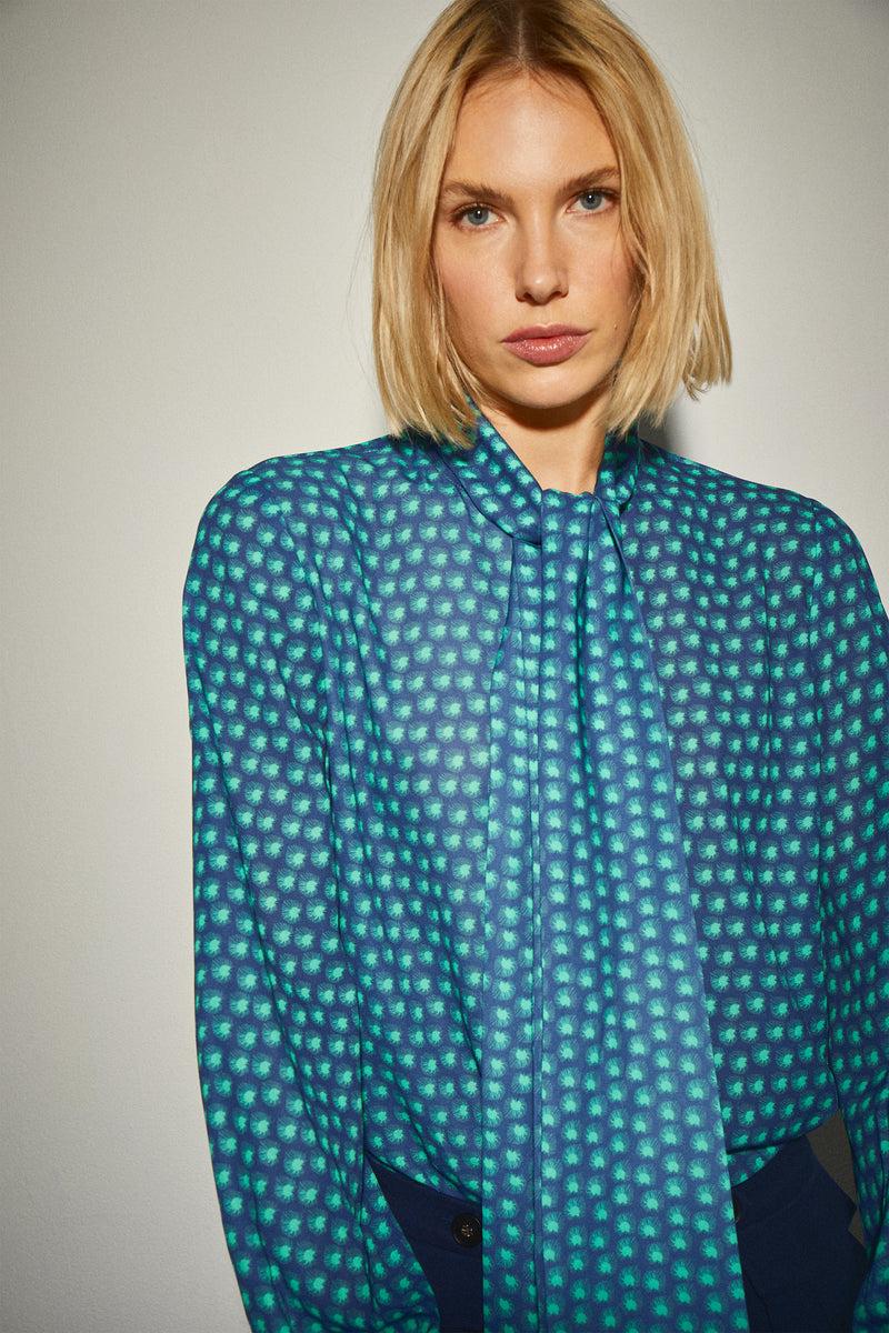 Dolores promesas Blusa Lazada Cuello Estampado Geométrico