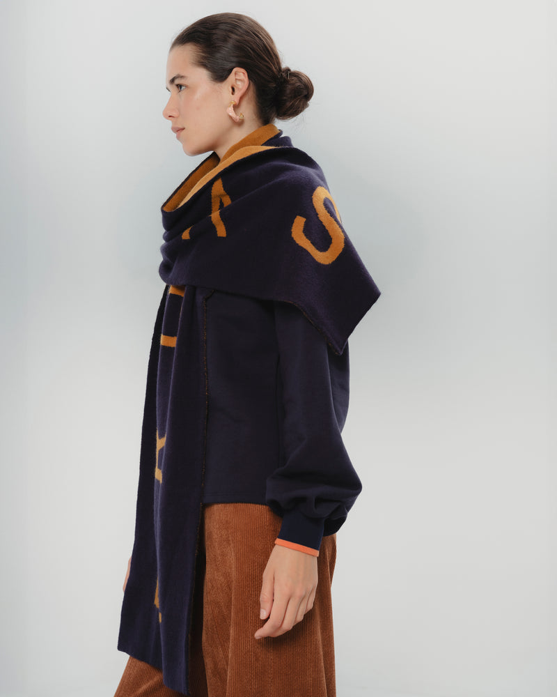 Dolores Promesas Bufanda Maxi Estela Azul Y Mostaza