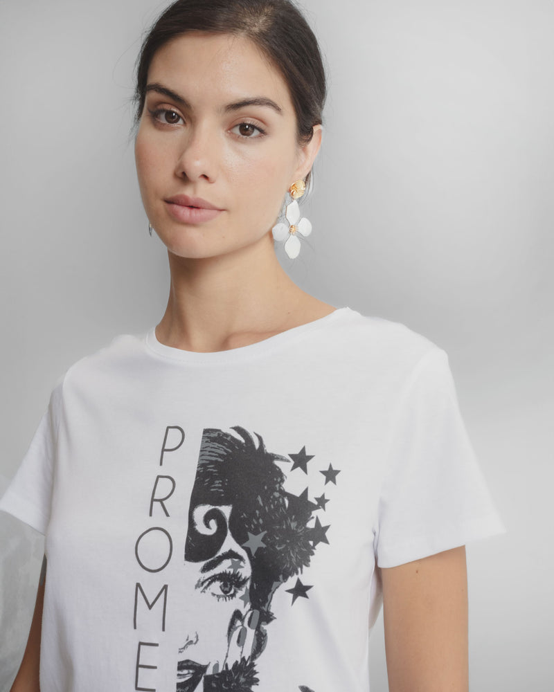 Dolores promesas Camiseta Blanca Ilustrada Promesas
