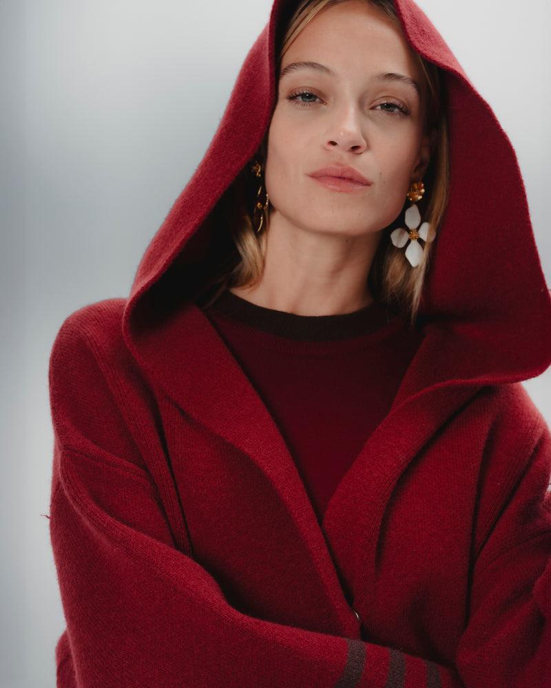 Dolores Promesas Chaqueta Punto Martina En Burdeos Con Rayas