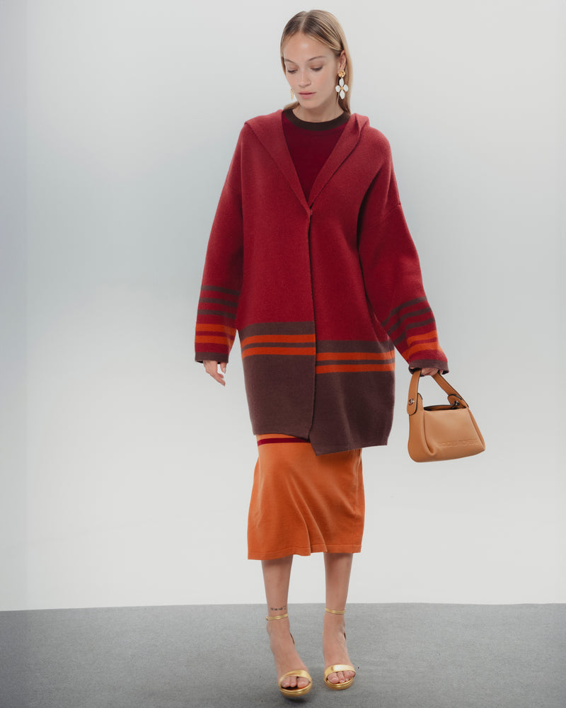 Dolores Promesas Chaqueta Punto Martina En Burdeos Con Rayas